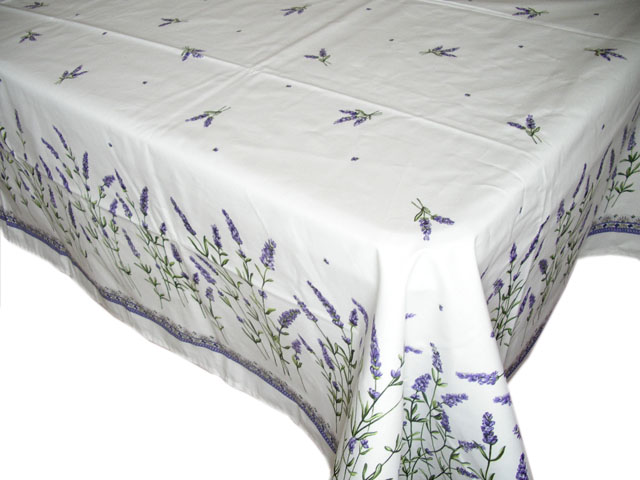 French coated tablecloth (Lavandines. raw/purple)